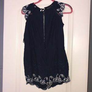 A blue and white romper